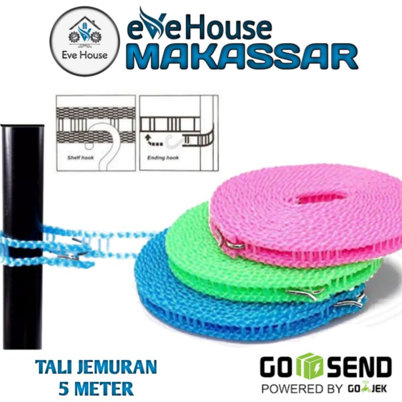 Makassar V29-2 Tali gantungan jemuran baju 5 meter