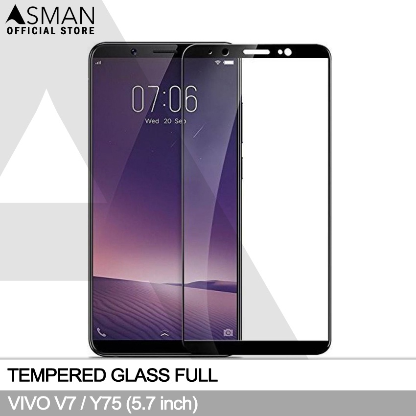 Tempered Glass Full VIVO V7 / Y75 (5.7&quot;) | Anti Gores Kaca - Hitam