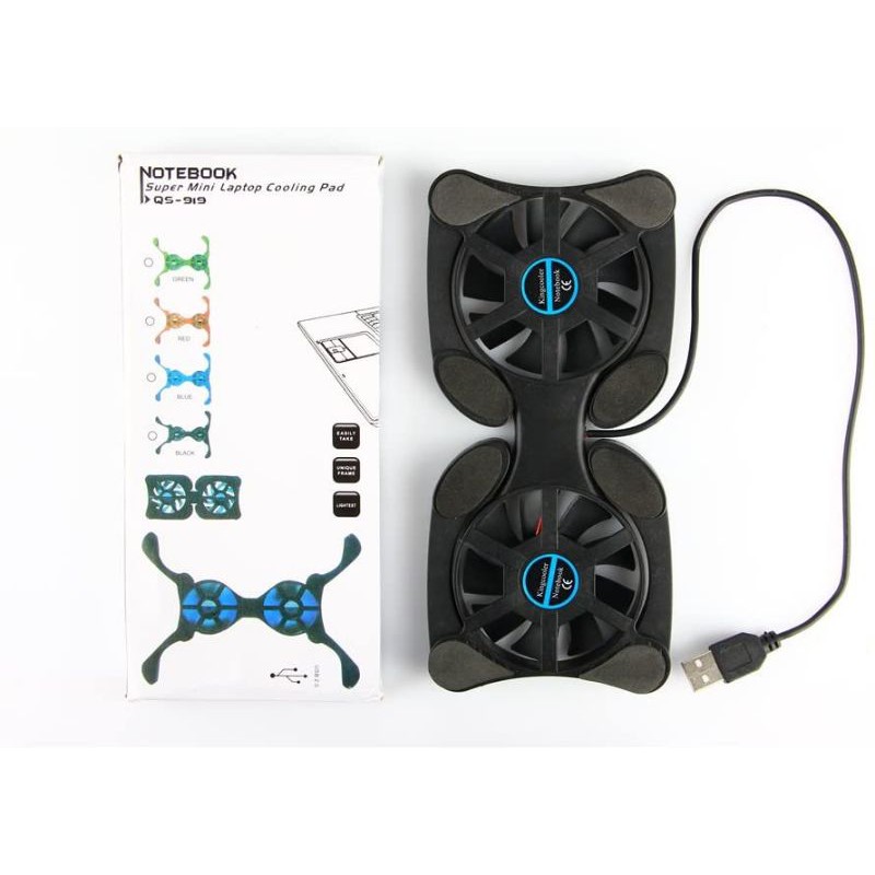 Cooling pad notebook kecil - kipas laptop lipat 2 fan