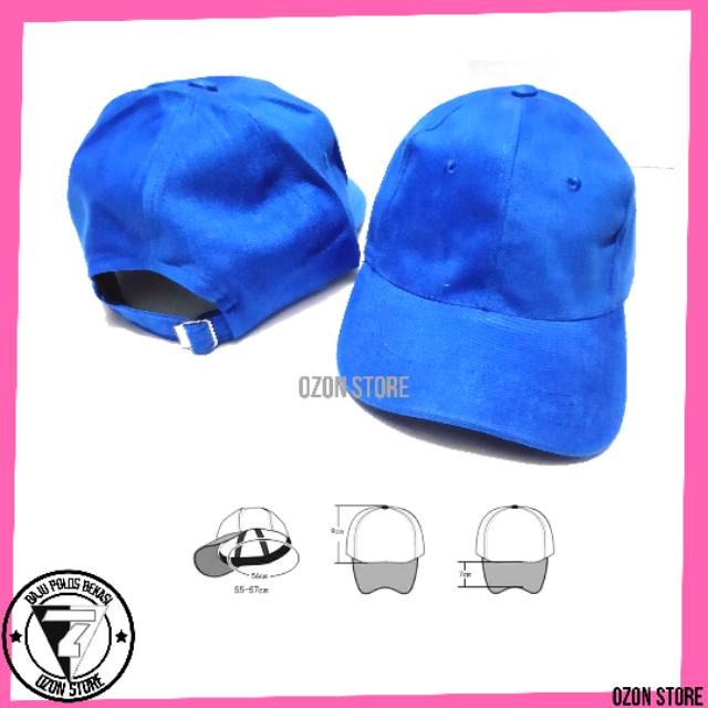 Topi Baseball Distro Caps Polos Pengait Besi Bahan Rapel Premium - Biru Benhur