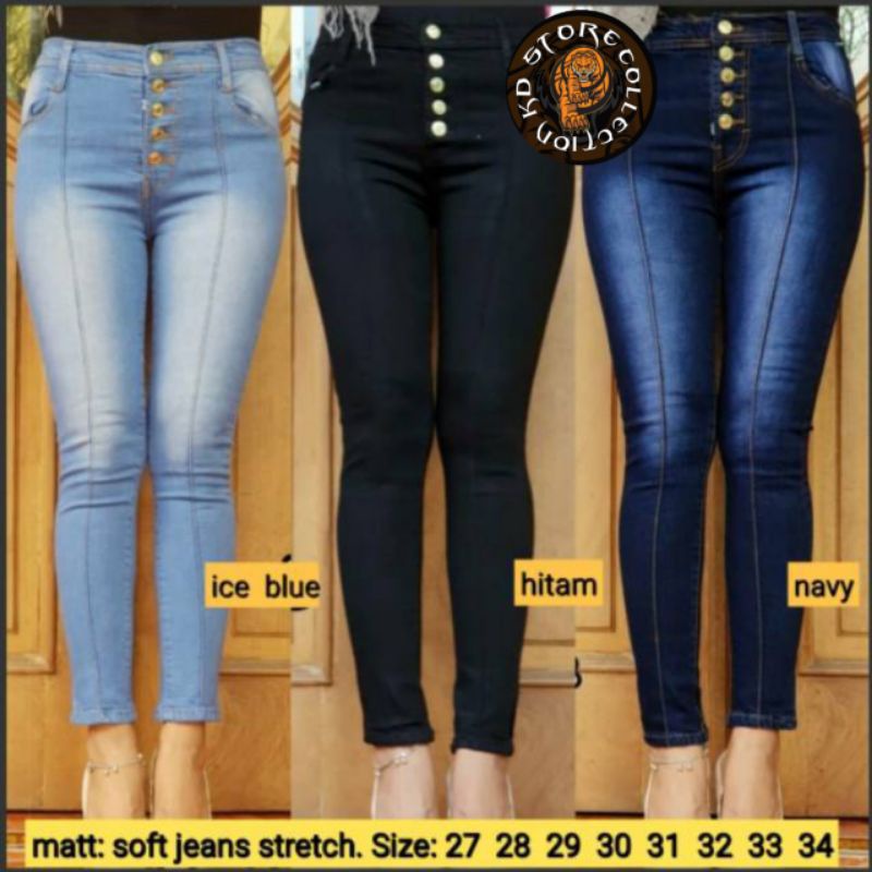 Celana panjang jeans fashion cewek hightwais softjeans