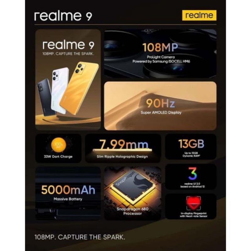 REALME 9 4G RAM 8/128 GB | REALME9 4G RAM 6/128 GB GARANSI RESMI REALME INDONESIA