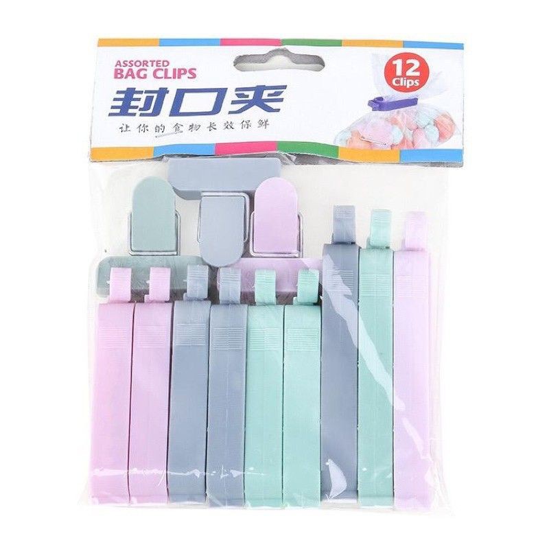 1 Set (12pc) Klip Penutup Plastik Makanan/ Penjepit Snack / Sealer