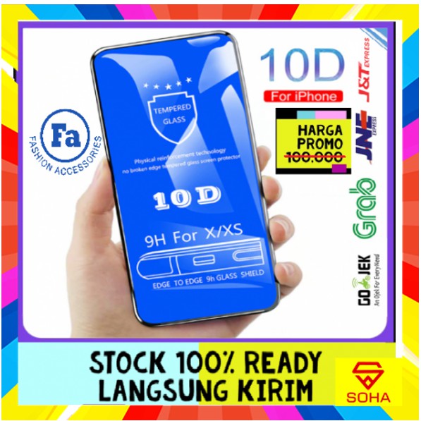 Tempered Glass Iphone Xs / X / 10D / Full Body / Anti Gores Kaca