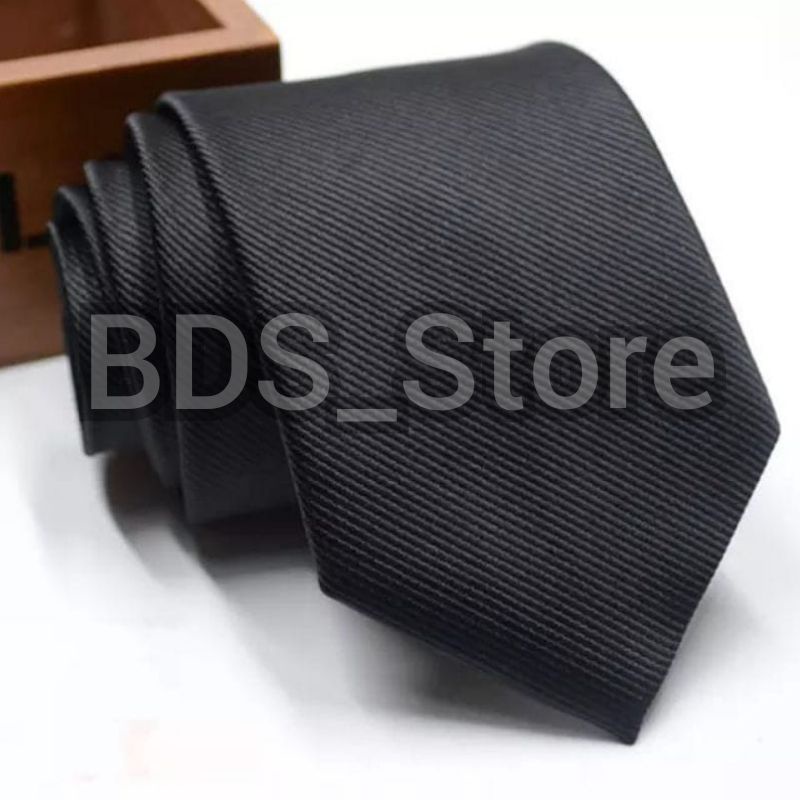 Dasi pria motif salur/polos satin/bintik halus/salur halus warna hitam 2 dan 3 inchi