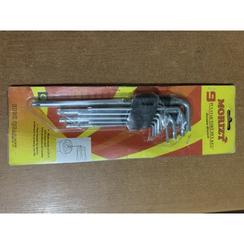 Kunci L set 9 pcs bintang panjang / kunci L Bintang / Torx Morizt