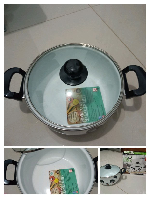 Maspion Hello Panda Panci Enamel 22 Cm