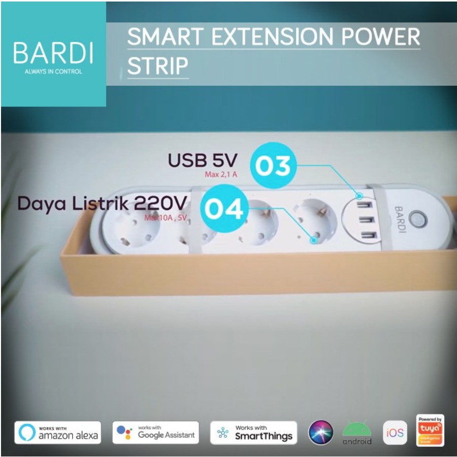 BARDI Extension Power Strip Stop Kontak Colokan Listrik USB Socket Ekstension Kabel Wifi