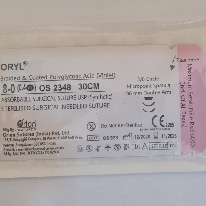 ✨COD✨ vicryl 8.0 benang ( oriel 8.0 india)