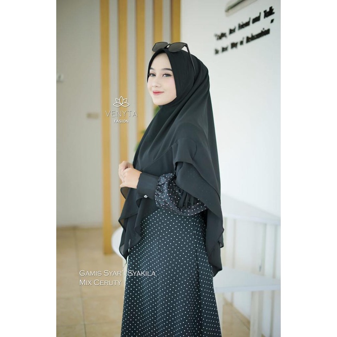 GAMIS SET HIJAB SHAKILA VENYTA ceruty Polkadot set KHIMAR Ceruty KANISSA jilbab terbaru polka motif modis murah simple