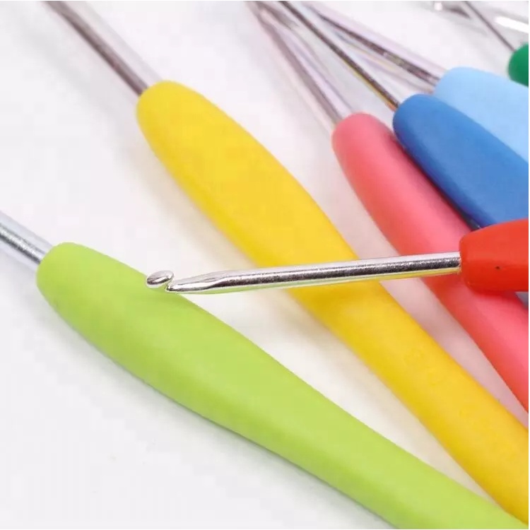 ALRAFAH - JARUM RAJUT Crochet hooks  Hakpen Alumunium Gagang Plastik Soft Candy - 1 Set 8pc