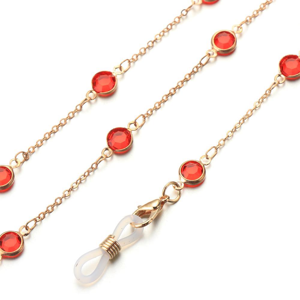 R-FLOWER Rantai Kacamata Aksesoris Fashion Aksesoris Memakai Mata Rantai Logam Kristal Non-slip