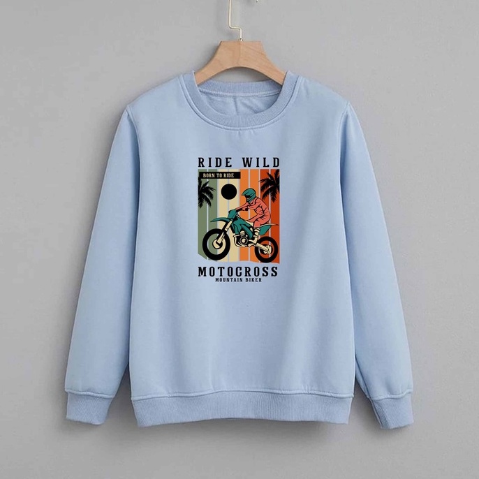 Sweater Crewneck Pria Born To Ride Golden Fleece Size M - XXL