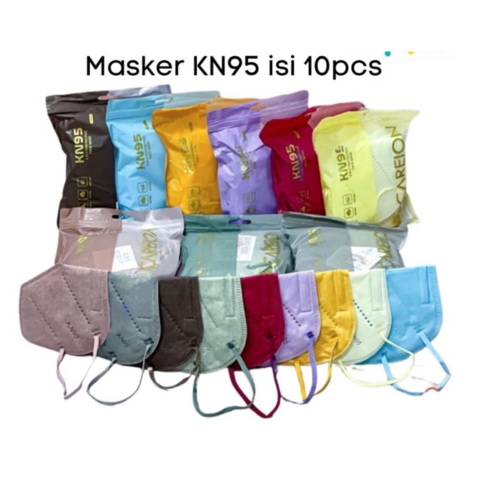 CAREION KN95 ISI 10PC WARNA WARNI MASKER N95 MASKER KN 95 SUDAH 5PLY RESMI IZIN KEMENKES