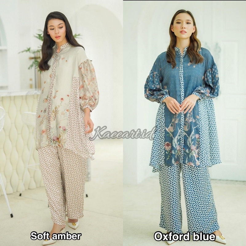 Reina shirt amina pants soft amber dusty purple benang jarum raya collection by buttonscarves