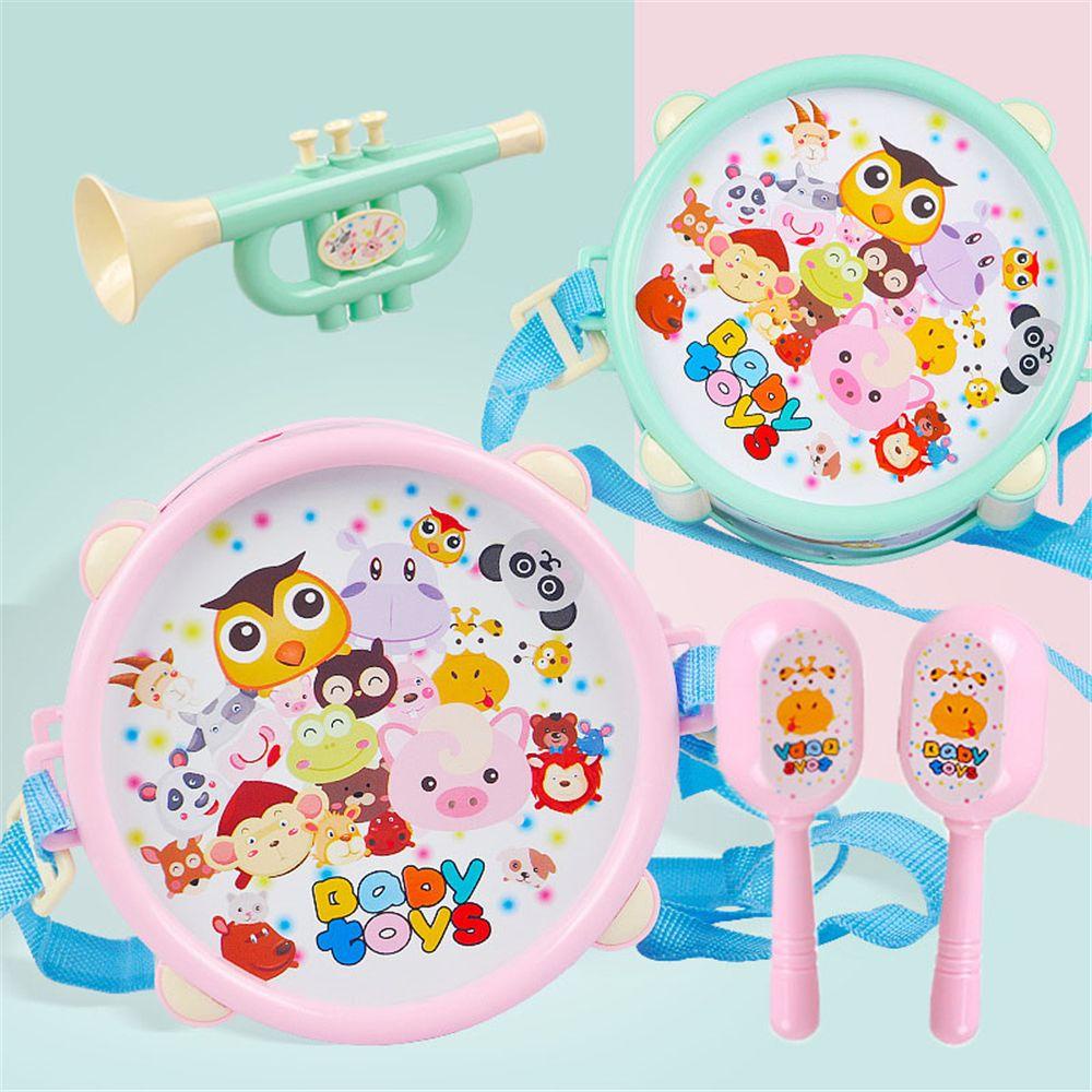 R-flower 6pcs / set Mainan Alat Musik Drum + Kerincingan Untuk Bayi