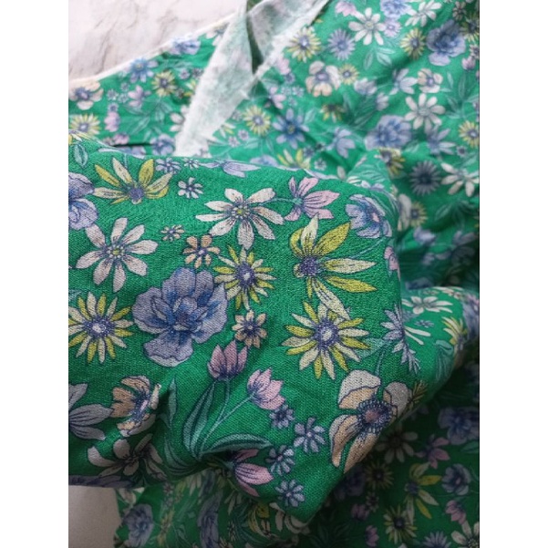 Kain linen ex garment motif bunga