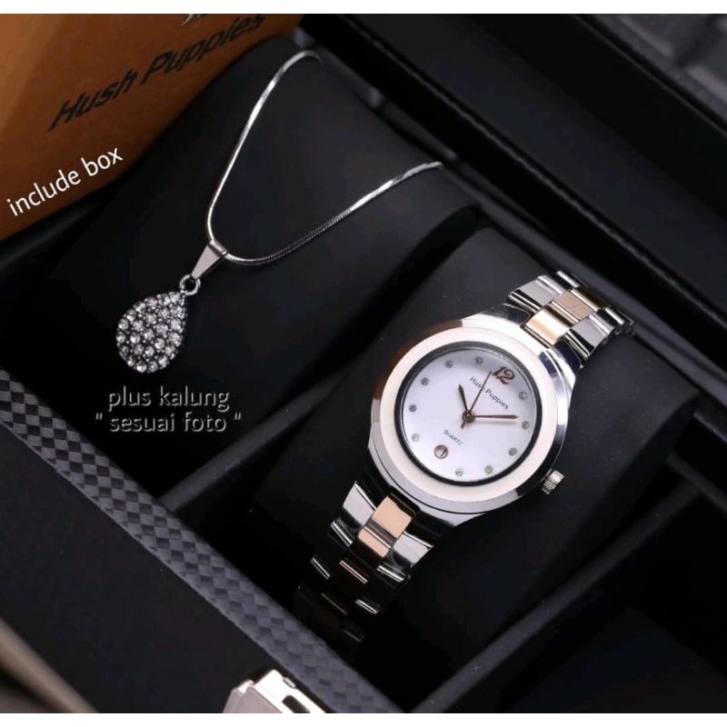 Jam Tangan H.Puppies Free Kalung Jam Tangan Stainliss Terlaris Jam Tangan Wanita Best Seller