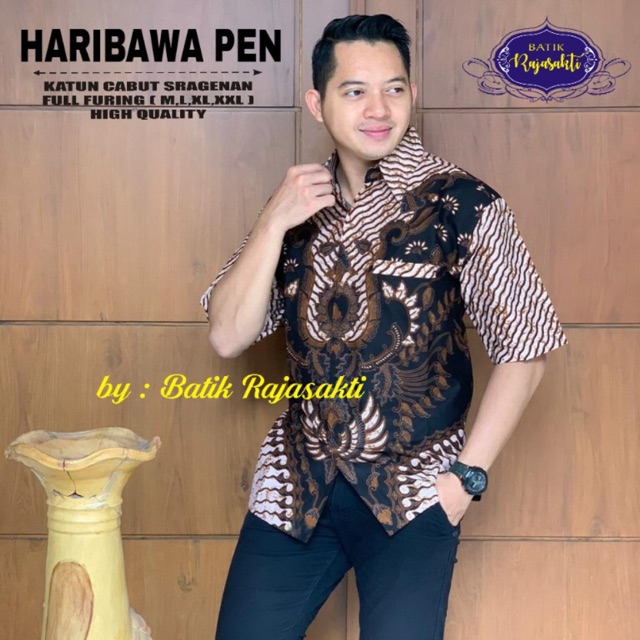 Batik Pria HARIBAWA PEN Katun Cabut Sragenan Full Furing Termurah