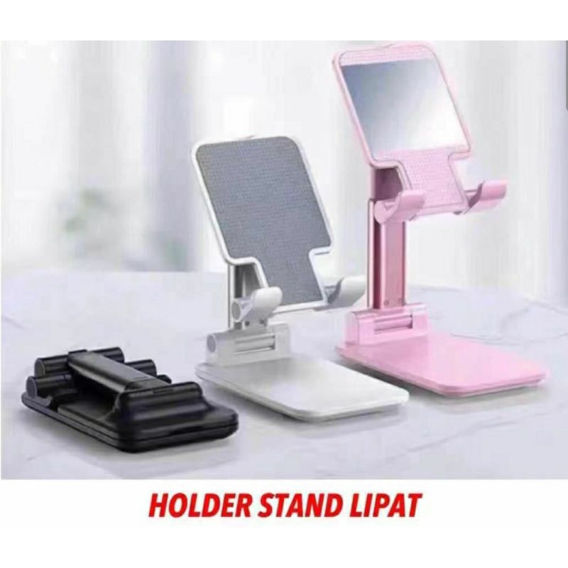 Holder Stand Lipat / Folding Dekstop Phone Stand HD-23 / Phone Holder Stand Hp Handphone - Merah Muda