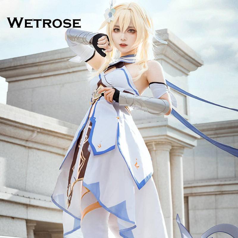 【Wetrose】Genshin Impact Traveler Lumine Cosplay Wanita Costume Kostum Full Set, Lumine Wig