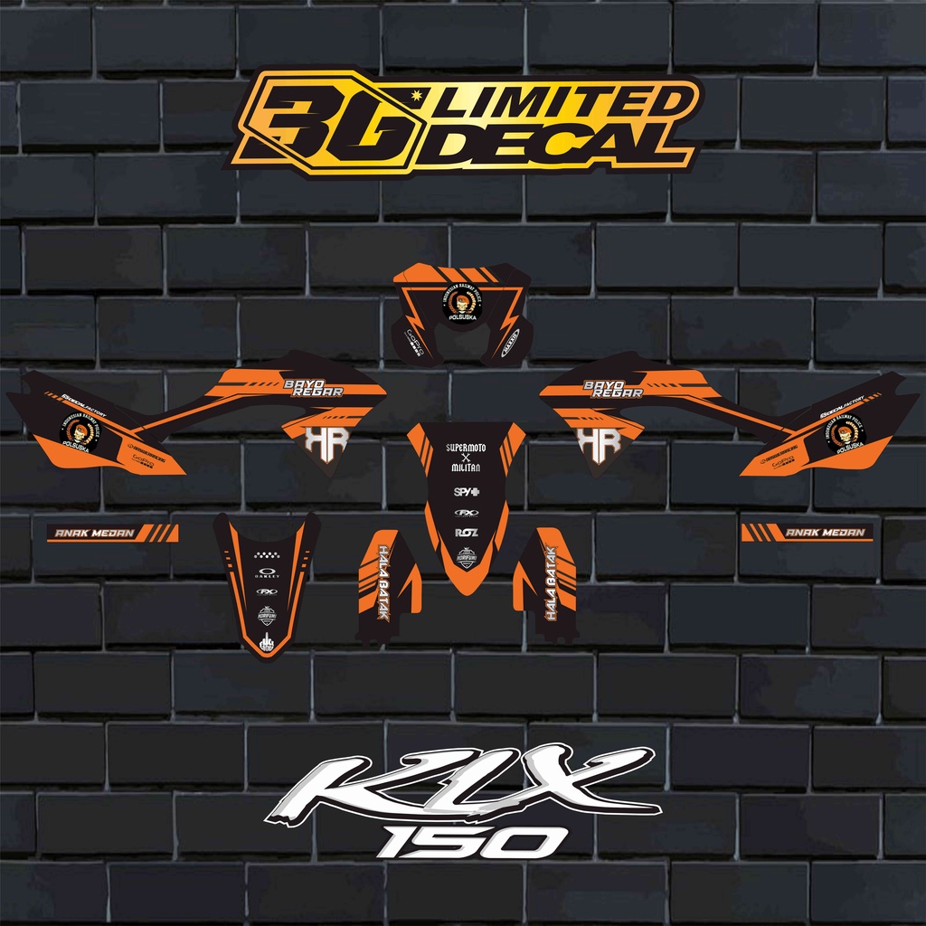 Decal KLX BF EXTREEM 150 Motif Oren Candy