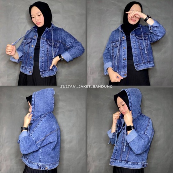 ROSE JAKET JEANS HOODIE CROOP || JAKET DENIM WANITA MODEL ZARA TERBARU