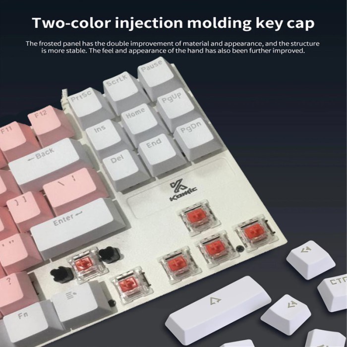 Keyboard Gaming KOMIC KG-KM870 Mechanical Hotswap Red Switch TKL Wired - BLUE WHITE