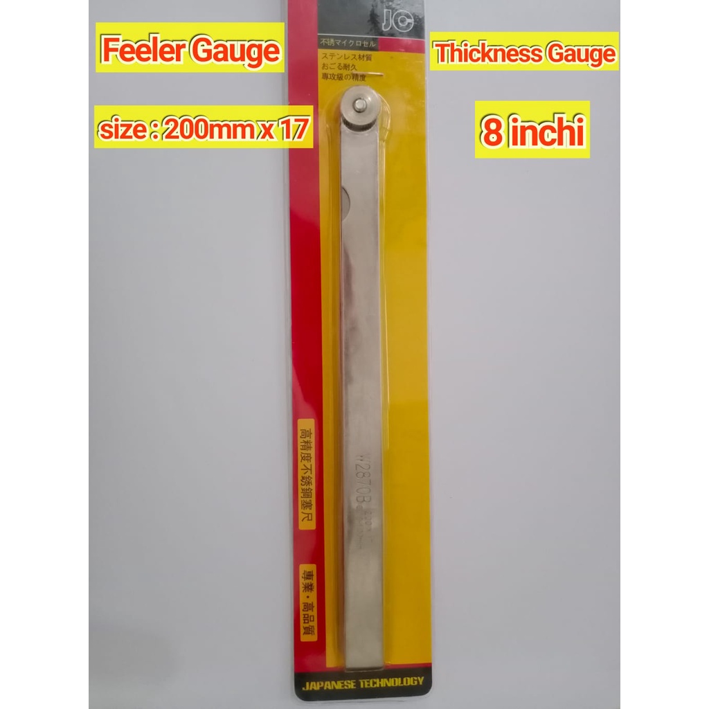 Thickness Gauge 8 inchi / Feeler Gauge Fuller Gauge 8” Setelan Klep 8&quot;