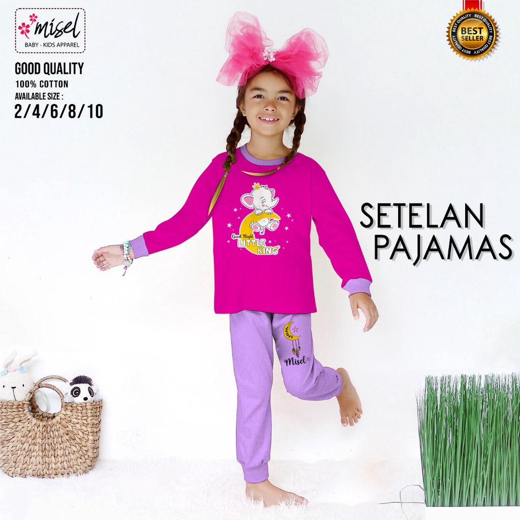 PIYAMA ANAK MEREK LITTLE HERO AND MISEL 2-8 TAHUN BAHAN KATUN SOFT 24'S SABLON RUBBER ANTI PECAH