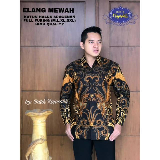 Batik Solo ELANG MEWAH Kemeja Pria Katun Halus Sragenan Full Furing