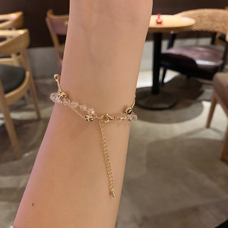 Elegant Heart Bead Gold Chain Bracelet Gelang Korea Multilayer Transparent Ball Bracelets for Women Jewelry Gift-2