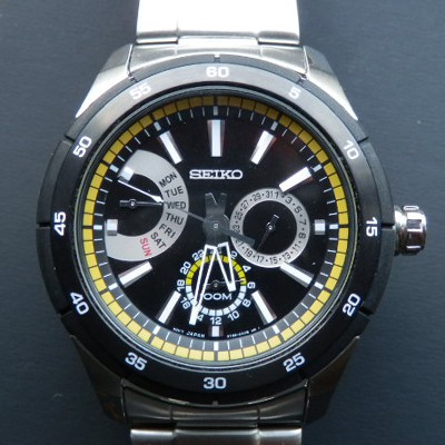 Seiko Mens SNT023P1 Quartz Multifunction Black Dial | Jam Pria SNT023