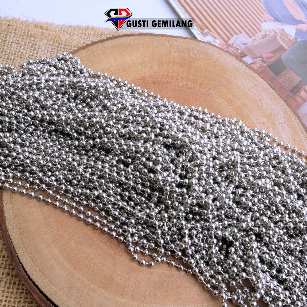 Per60cm Rantai Besi Bulat Silver Panjang Kerajinan Tangan Kalung Gelang