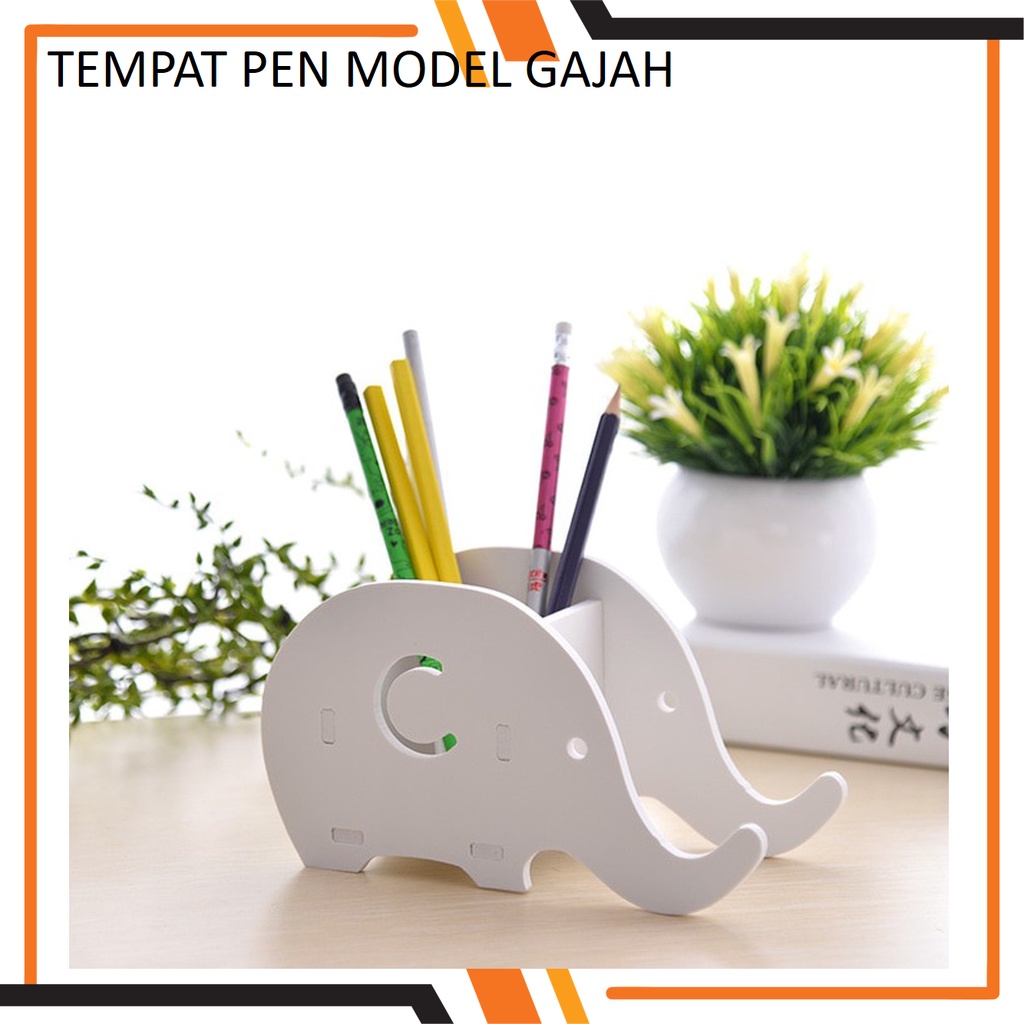 Tempat Wadah Pensil Bolpoin Pen Serbaguna Model Gajah / Rak Organizer Meja DIY