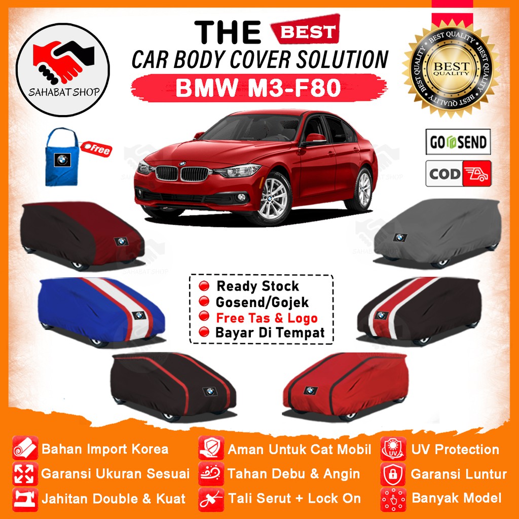 Sahabat Body Cover Mobil  BMW M3 / Sarung Mobil BMW M3 F80 Outdoor / Selimut Jas Tutup Pelindung Mantol Mantel Kelambu Kerudung Tutupan Bungkus Pembungkus Kelambu Terpal Mobil Sedan BMW M3 Waterproof Anti Air Model Orange