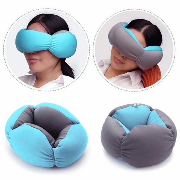 Bantal Leher Travel Ostrich Lazy Nap Pillow - V2V60