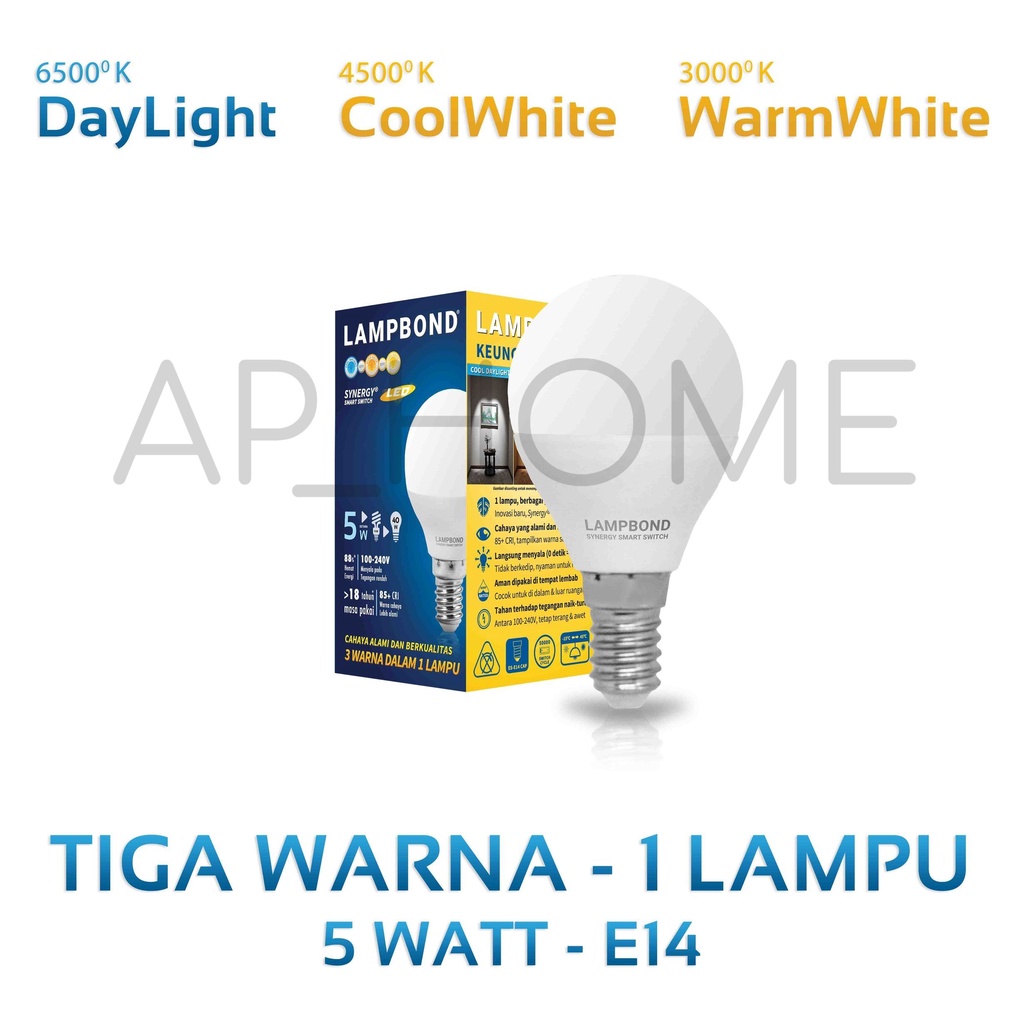 Lampu LED Lampbond 5 Watt (3 Warna) fitting kecil (E14)
