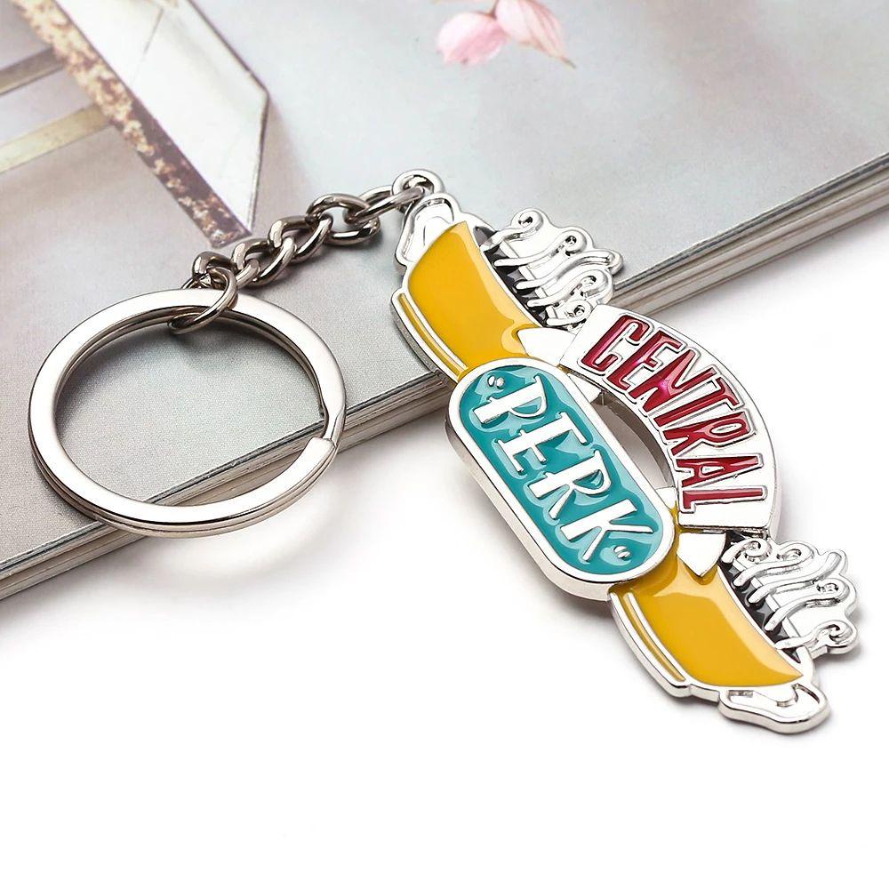 Needway  Christmas Gifts Friends TV Show For Best Friend Photo Frame Pendant Friends Keychain Keyfob Trinket Metal Pendant Women Men Central Perk Car Keyring Jewelry Gift Friends keys holder