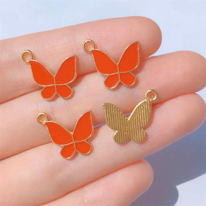 4pcs Liontin Kupu-Kupu Enamel Untuk Aksesoris Perhiasan Gelang DIY