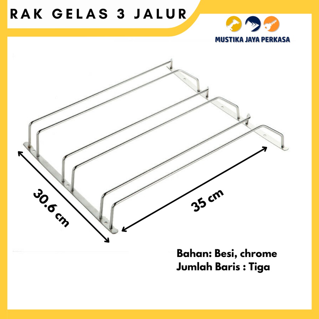 Rak Gelas Wine Gantung 3 Jalur Tempat Gelas Mini Bar Mewah