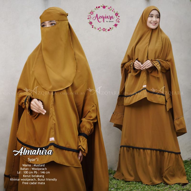 Almahira Gamis Syari Cadar Niqab LD 100 cm Azqiara by Qiara