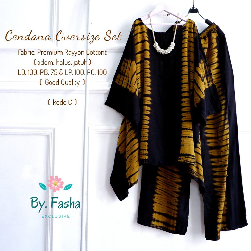 Cendana Oversize Tunik Set Pants Premium Katun Rayon Jumbo