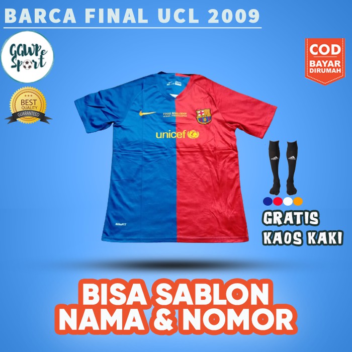 JERSEY RETRO BARCA HOME FINAL UCL 2009 KUALITAS JAMINAN TERBAIK GRATIS KAOS KAKI