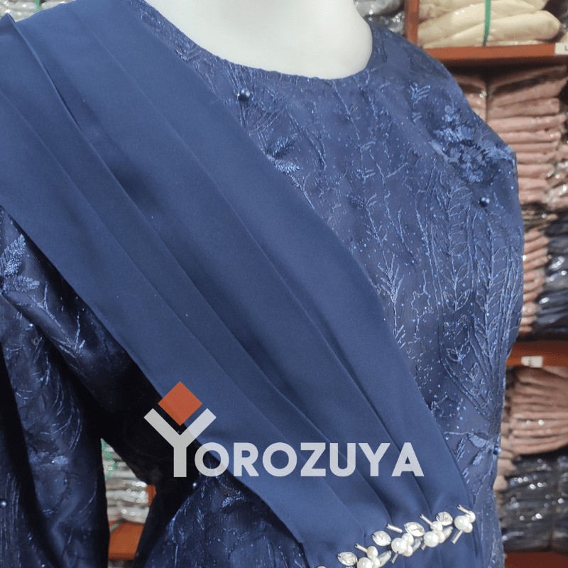 Batik Brokat Couple Kebaya Modern, Kebaya Tunangan Lamaran, Kebaya Wisuda, Kebaya Kondangan-KEBAYA + ROK (NAVI)
