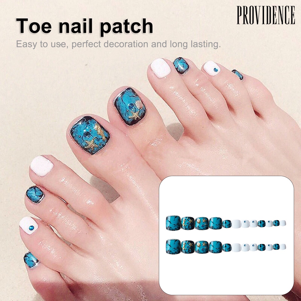 Providence 24Pcs Nail Patch Easy to Use Fadeless ABS Pedicure Fake Extension Tips for Women