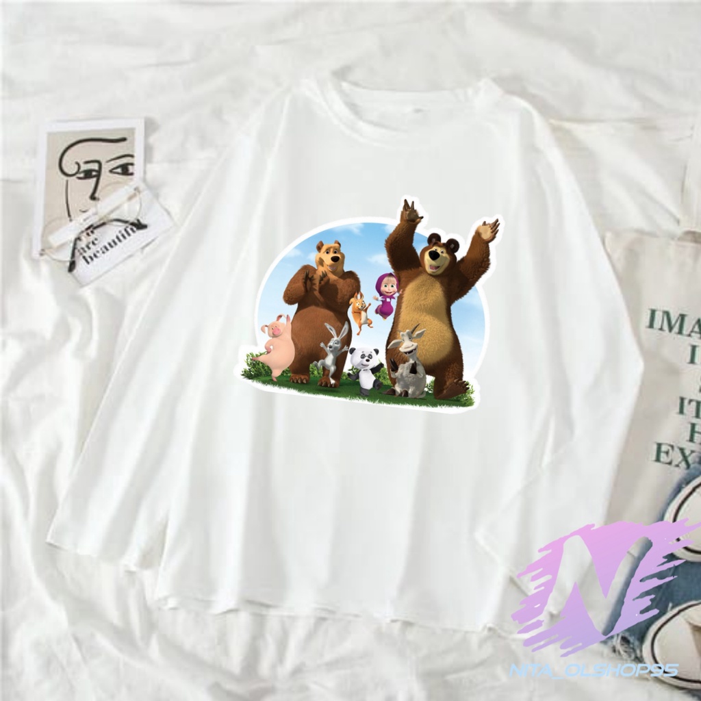 BAJU KAOS MARSA KAOS ANAK LENGAN PANJANG MASHA AND THE BEAR