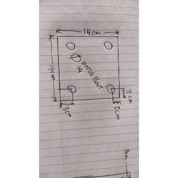 Besi Plat 4mm x 140mm x 140mm + 4 lubang