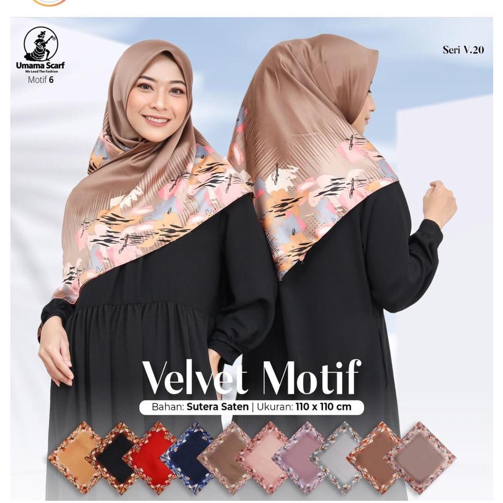 Segiempat Motif Hijab SILK OLIVIA MOTIF UMAMA 110x110 Butter Silk Velvet Motif-V.20 Motif 6