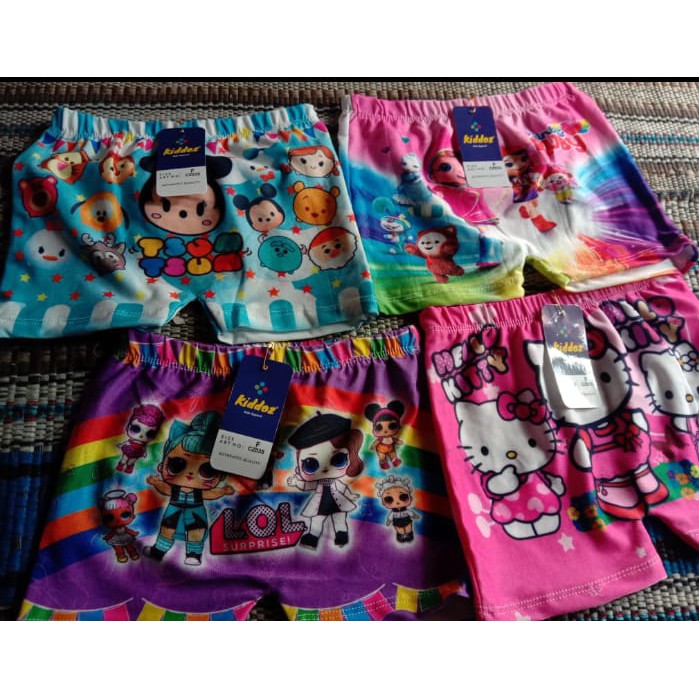 6 Pcs Celana Boxer Anak Perempuan / Celana Dalam Pendek anak Perempuan Berkualitas Multi Color